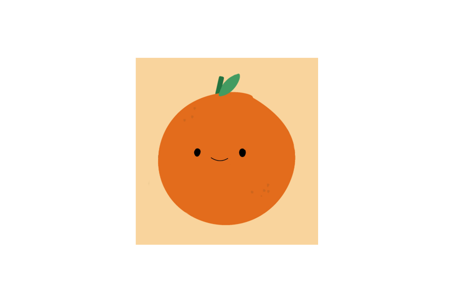 Smiling clementine character with simple orange and white coloring.